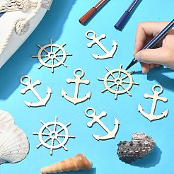 100pcs 2 Styles Nautical Theme Wood Big Pendants&nbsp;WOOD-CJ0001-72