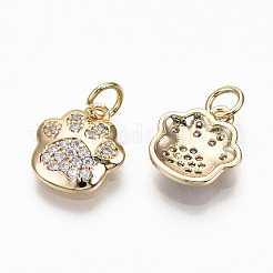 Brass Micro Pave Clear Cubic Zirconia Charms&nbsp;X-RJEW-T063-38G-NF
