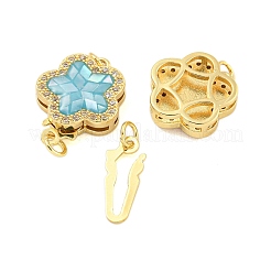 Rack Plating Brass Micro Pave Cubic Zirconia & Shell & Enamel Box Clasps&nbsp;KK-S373-02G