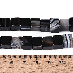 Natural Dyed & Heated Black Agate Beads Strands&nbsp;G-T139-8x8-35B-01