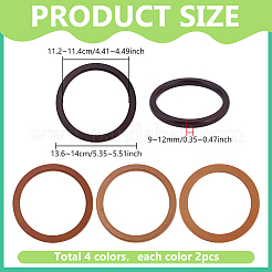 8Pcs 4 Colors Wooden Flat Round Shape Purse Handle&nbsp;AJEW-PH0006-18