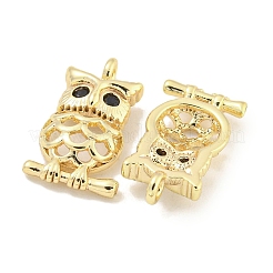 Brass Micro Pave Black Cubic Zirconia Pendants&nbsp;KK-S386-20G