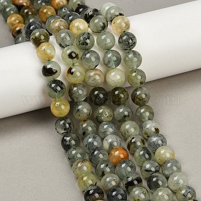 Natural Prehnite Beads Strands&nbsp;G-P322-48-10mm-01-1