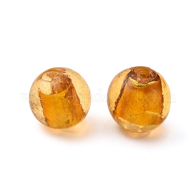Handmade Silver Foil Glass Beads&nbsp;SLR12MMY-1-1