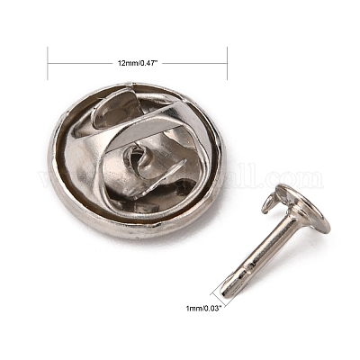 Iron Lapel Pin Backs, Tie Tack Pin, Brooch Findings, Platinum, Tray:  12mm, Pin: 1mm