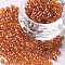 6/0 Glass Seed Beads, Trans. Colours Lustered, Round, Orange, 4mm, Hole: 1.5mm, about 500pcs/50g, 50g/bag, 18bags/2pounds