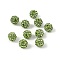 Pave Disco Ball Beads, Polymer Clay Rhinestone Beads, Grade A, Round, Peridot, PP12(1.8~1.9mm), 8mm, Hole: 1mm