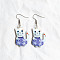 Easter Acrylic Dangle Earrings, Cat Shape, Platinum, Medium Purple, 60x25mm