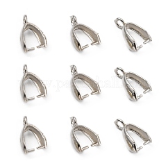 Grade AA Brass Ice Pick Pinch Bails for Pendant Making, Cadmium Free & Nickel Free & Lead Free, Platinum, 14x7x5mm, Hole: 2mm, Pin: 1mm