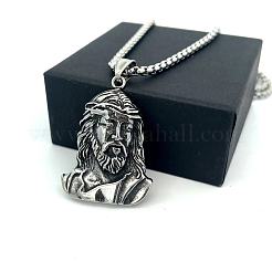 Religion 304 Stainless Steel Jesus Head Pendant Necklaces for Men Women&nbsp;ZK3713