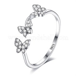 Anti-Tarnish Rhodium Plated 925 Sterling Silver Cuff Rings&nbsp;RJEW-BB66961