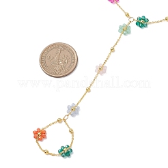 Brass Flower Link Chains Bracelets&nbsp;BJEW-JB13003