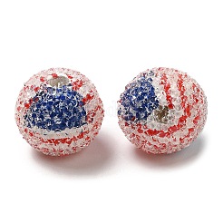 Spray Painted Wood European Beads with Rhinestone&nbsp;RESI-C038-03C