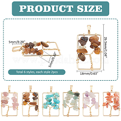 12Pcs 6 Styles Natural Mixed Gemstone Chip Pendants&nbsp;FIND-PH0021-37