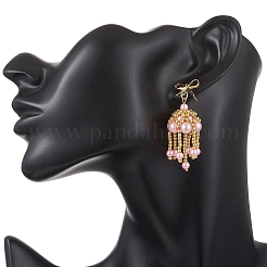 3 Pairs Handmade Glass Seed Beads Dangle Stud Earrings&nbsp;EJEW-MZ00708