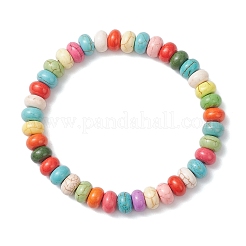 Synthetic Turquoise Rondelle Beads Stretch Bracelets for Men Women&nbsp;BJEW-JB12453