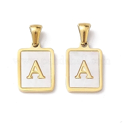26Pcs Letter A~Z Ion Plating(IP) 304 Stainless Steel Pave Shell Pendants&nbsp;STAS-G327-01G