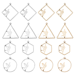 16Pcs 8 Style Alloy Hollow Pendants&nbsp;FIND-OC0001-36