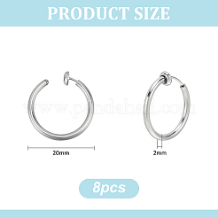 4 Pairs 201 Stainless Steel Retractable Clip-on Hoop Earrings&nbsp;STAS-UN0052-03A