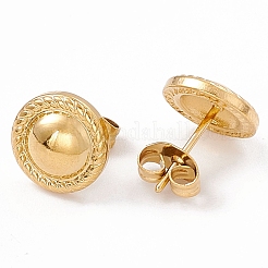 Ion Plating(IP) 304 Stainless Steel Flat Round Stud Earrings for Women&nbsp;EJEW-G338-03G