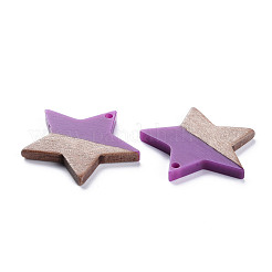Opaque Resin & Walnut Wood Pendants&nbsp;RESI-T035-39D