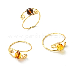 Natural Amber Finger Rings&nbsp;RJEW-JR01044