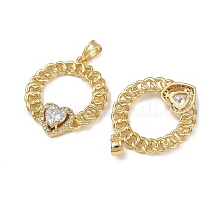 Brass Micro Pave Cubic Zirconia Pendants&nbsp;KK-I358-068G-05