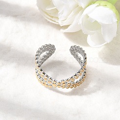Adjustable 304 Stainless Steel Cuff Rings for Women&nbsp;RJEW-B150-01GP-10