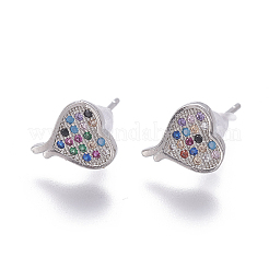 Brass Cubic Zirconia Stud Earrings&nbsp;EJEW-E239-03P