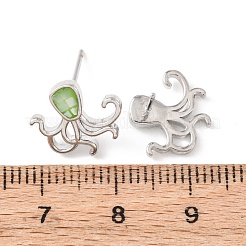 Brass Enamel Octopus Stud Earrings&nbsp;EJEW-I322-01P