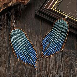 Bohemian Style Handmade Glass Seed Beads Tassel Stud Earrings&nbsp;JY9074
