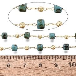Handmade Brass & Glass Beaded Link Chains&nbsp;CHC-Q021-03G