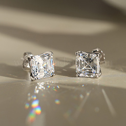 925 Sterling Silver Micro Pave Clear Cubic Zirconia Stud Earrings&nbsp;EJEW-G443-04P