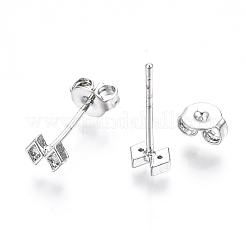 Brass Micro Pave Clear Cubic Zirconia Stud Earrings&nbsp;EJEW-T046-31P-NF
