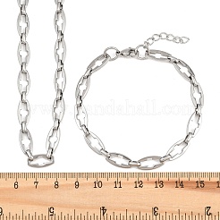 304 Stainless Steel Cross Link Chain Bracelet & Necklace Jewelry Sets&nbsp;SJEW-L199-07P