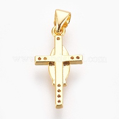 Brass Micro Pave Cubic Zirconia Pendants&nbsp;ZIRC-E153-28G-NR