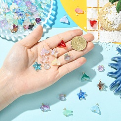 80Pcs 4 Style Transparent Glass Pendants&nbsp;PALLOY-YW00153