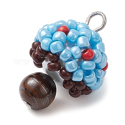 Seed Beads & Natural Tiger Eye Beaded Charms&nbsp;PALLOY-MZ00333-05