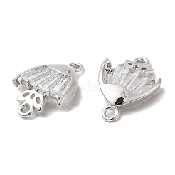 Brass Pave Clear Glass Connector Charms&nbsp;KK-F860-76P