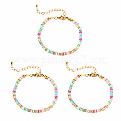 Dyed Natural Shell and Brass Rondelle Beaded Bracelet Sets for Women&nbsp;ZF6464-1