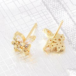 Brass Micro Pave Cubic Zirconia Stud Earrings for Women&nbsp;KK-A305-07G-06
