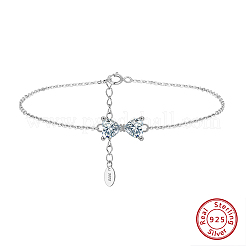 925 Sterling Silver Bowknot Link Bracelets&nbsp;BJEW-C106-02P