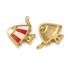 Brass Micro Pave Clear Cubic Zirconia Pendants&nbsp;KK-D221-25G