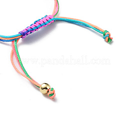 Round Brass and Faceted Glass Braided Bead Bracelet&nbsp;BJEW-C052-06