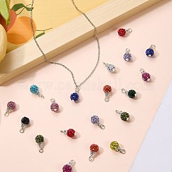 24Pcs 12 Colors Handmade Polymer Clay Rhinestone Pendants&nbsp;PALLOY-SW0026-02