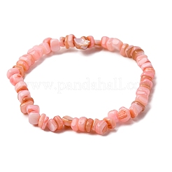 Dyed Natural Freshwater Shell Beaded Stretch Bracelets for Men Women&nbsp;BJEW-JB12478-02