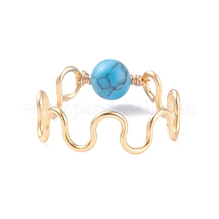 Gemstone Round Beaded Finger Ring&nbsp;RJEW-JR00442
