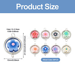 20Pcs Polymer Clay Flower & CCB Ring Frame Links Connector Charms&nbsp;CLAY-TADJ0001-10