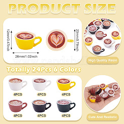 24Pcs 6 Colors Resin Coffee Cup Model Ornaments&nbsp;AJEW-TA0002-82