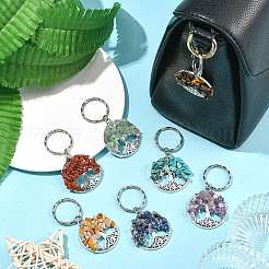 7Pcs Natural & Synthetic Gemstone Keychains&nbsp;HJEW-FS00063